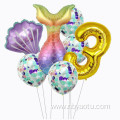 children birthday party mermaid number balloon set